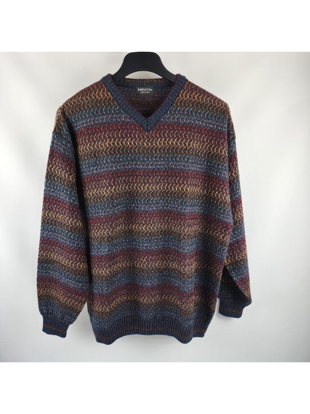 Riscatto Sweater Mens Multi Italy Wool Blend V-Neck Pullover